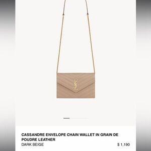 Yves Saint Laurent Cassandre Envelope Chain Wallet - Dark Beige